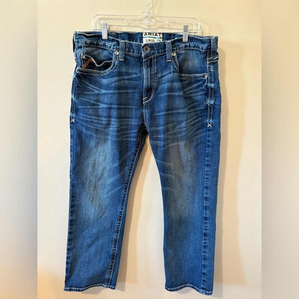 ARIAT slim fit m7 Coltrane straight jeans mens size 38x30